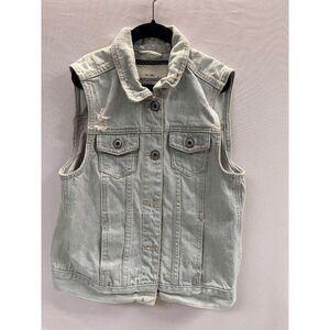 Abercrombie Kids Girls Casual Button Down Light Wash Denim Jean Vest Size XL
